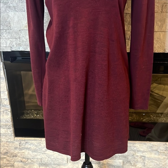 Eileen Fisher Merino Wool Burgundy Long Sleeve Dress size Small Petite - Picture 8 of 12